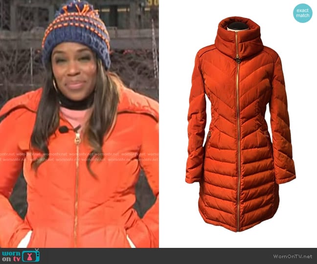 Michael Kors Quilted Coat worn by Adrienne Broaddus on NBC News Daily