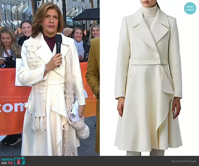 Mackage Rose Wool and Leather Coat in Cream worn by Hoda Kotb on Today