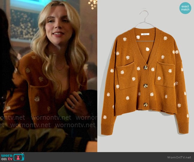 Madewell Floral-Embroidered Upton Cardigan Sweater worn by Sylvie Brett (Kara Killmer) on Chicago Fire