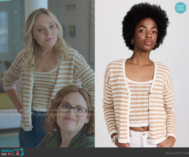 Madewell Striped Open-Stitch Sweater Tank worn by Claire Badgley (Seri DeYoung) on Good Trouble