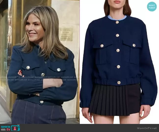 Maje Short Bomber Jacket worn by Jenna Bush Hager on Today