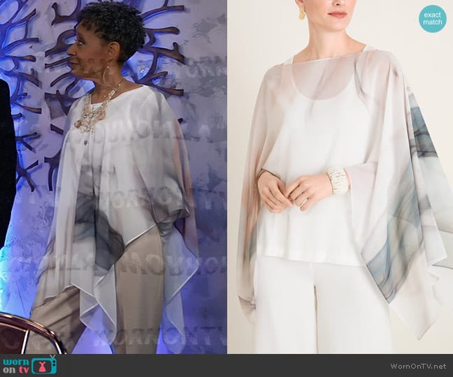 Marla Wynne For Chicos Smoke-Print Poncho worn by Stella Henry (Vernee Watson) on General Hospital