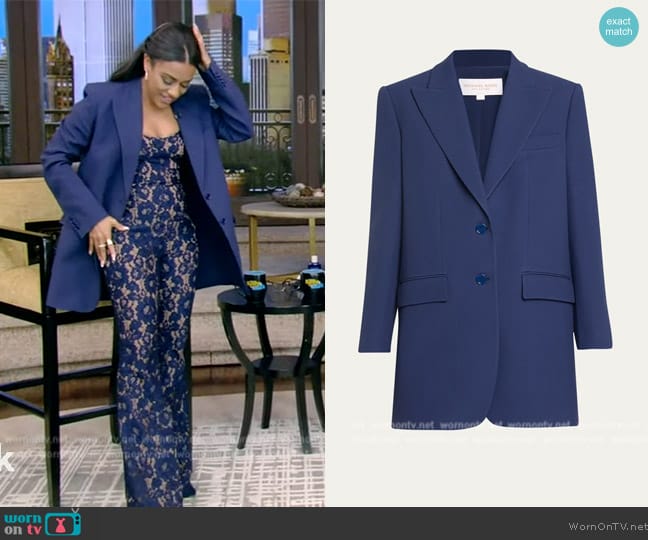 Michael Kors Collection Crepe Sable Boyfriend Blazer Jacket worn by Ariana DeBose on Live with Kelly and Mark