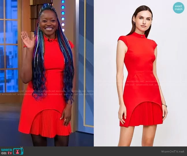 WornOnTV: Erika Alexander’s red pleated hem dress on Good Morning ...