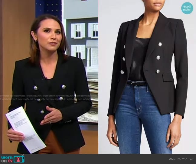 WornOnTV: Elizabeth’s black blazer with silver buttons on Good Morning ...