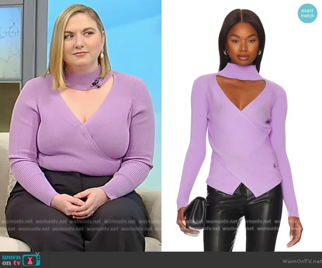 Milly Reversible Sweater in Lilac worn by Lily Womble on Tamron Hall Show