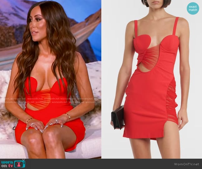 Nensi Dojaka Cutout Jersey Minidress worn by Angie Katsanevas on The Real Housewives of Salt Lake City