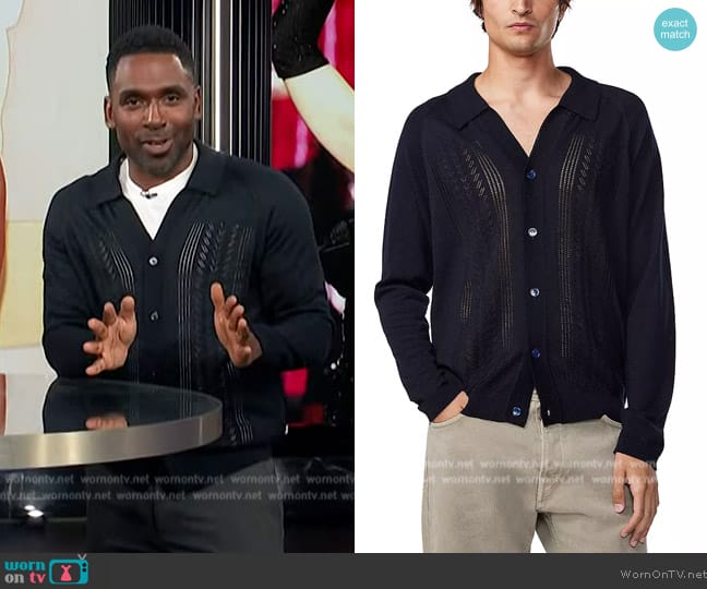 NN07 Bjarki 6539 Knit Cardigan Sweater worn by Justin Sylvester on E! News