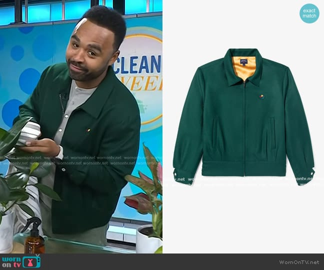 Noah Solid Ricky Jacket in Green worn by Hilton Carter on Today