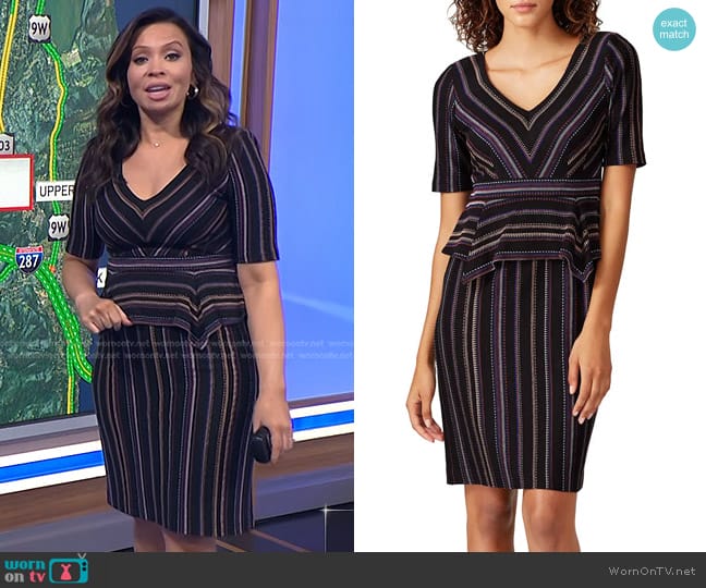 WornOnTV: Adelle’s black striped peplum dress on Today | Adelle ...