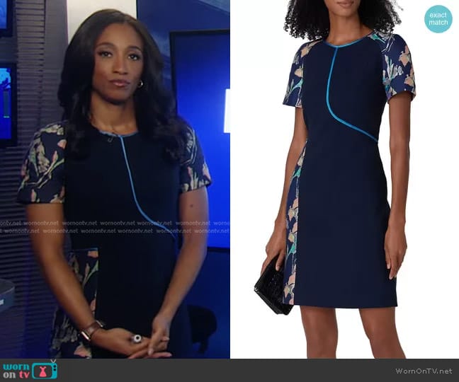 WornOnTV: Brittany’s navy floral panel dress on Good Morning America ...
