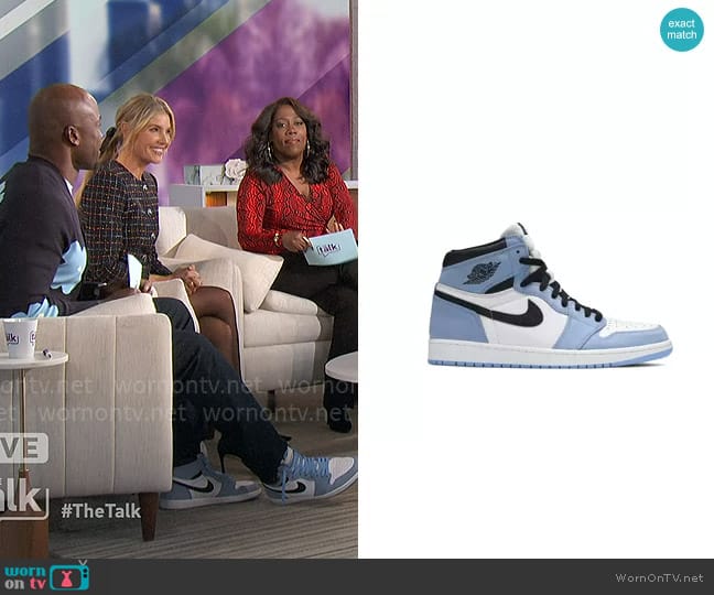 Nike Air Jordan 1 Retro High OG in University Blue worn by Akbar Gbajabiamila on The Talk