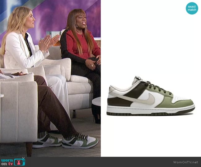 Nike Dunk Low Sneakers in Oil Green worn by Akbar Gbajabiamila on The Talk