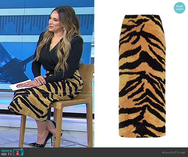 Oscar de la Renta Chenille Tiger-Jacquard Pencil Skirt