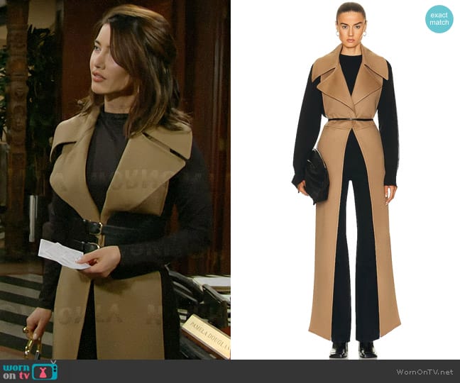 Peter Do Double-Face Trench Scarf worn by Steffy Forrester (Jacqueline MacInnes Wood) on The Bold and the Beautiful