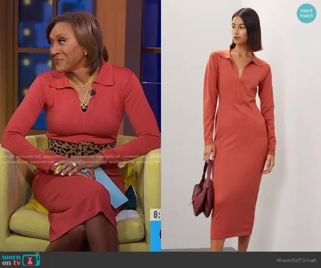 Ronny Kobo Polo Sweater Dress worn by Robin Roberts on Good Morning America