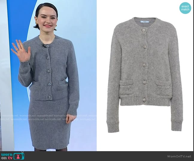 Prada Cashmere Cardigan worn by Daisy Ridley on Today