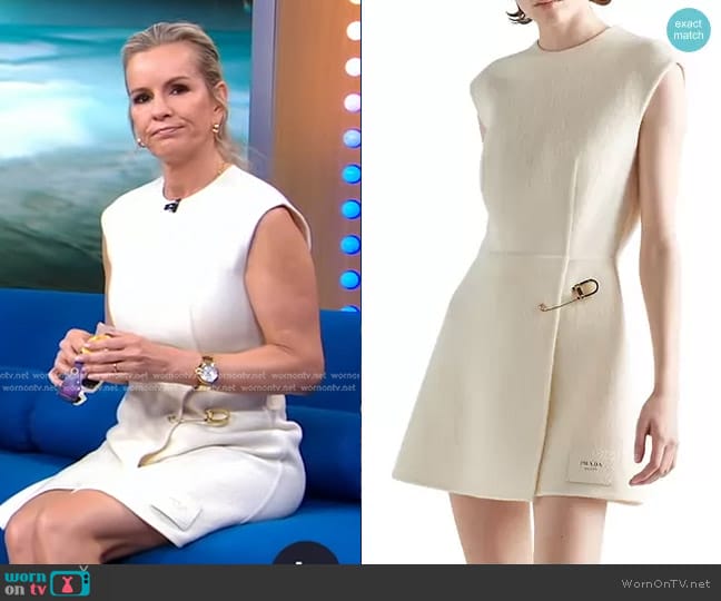 Prada Washed Twill Minidress in Beige Khaki worn by Dr. Jennifer Ashton on Good Morning America