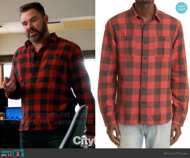 RRL Farrell Plaid Cotton Flannel Button-Up Shirt worn by Adam Ruzek (Patrick John Flueger) on Chicago PD