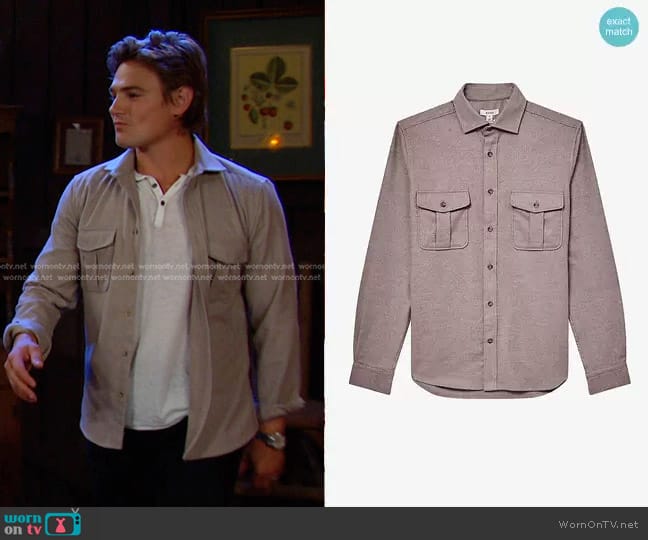 Reiss Chase Long Sleeved Brushed Twin Pocket Button Down Shirt worn by Johnny DiMera (Carson Boatman) on Days of our Lives