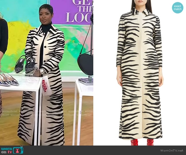 Dries Van Noten Rilke Zebra Stripe Overcoat worn by Jenee Naylor on Today