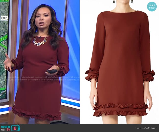 WornOnTV: Adelle’s burgundy ruffle trim dress on Today | Adelle ...