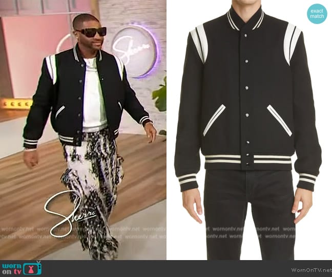 Saint Laurent Wool Blend Bomber Jacket worn by Devale Ellis on Sherri