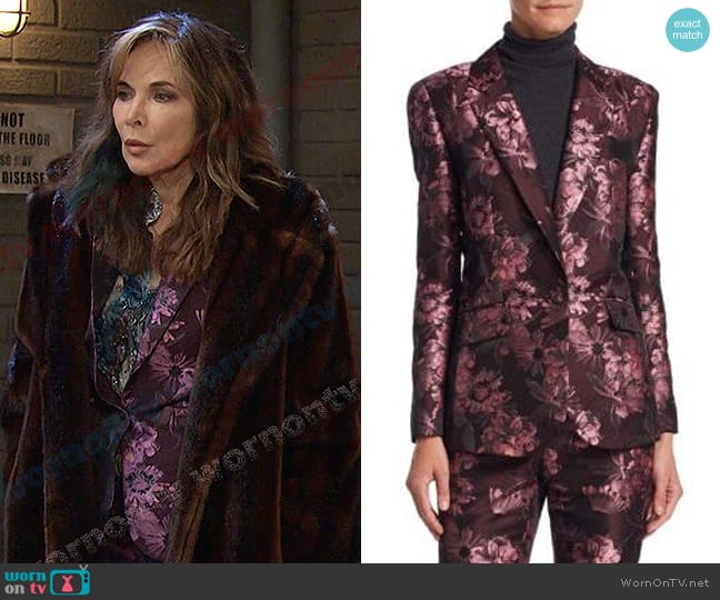 Saks Fifth Avenue Brocade Blazer worn by Kate Roberts (Lauren Koslow) on Days of our Lives