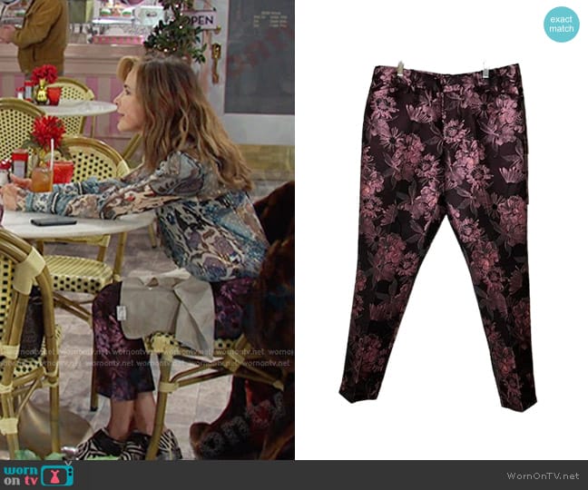 Saks Fifth Avenue Brocade Pants worn by Kate Roberts (Lauren Koslow) on Days of our Lives