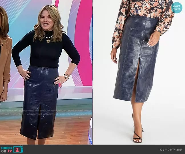 Tanya Taylor Salma Skirt in Dark Navy worn by Jenna Bush Hager on Today