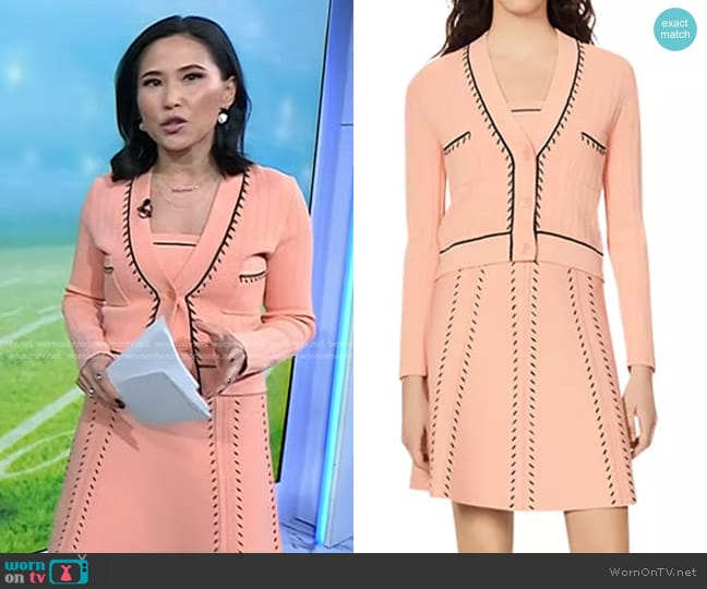 Sandro Figari Cropped Knit Camisole, Cardigan and Skirt worn by Vicky Nguyen on Today