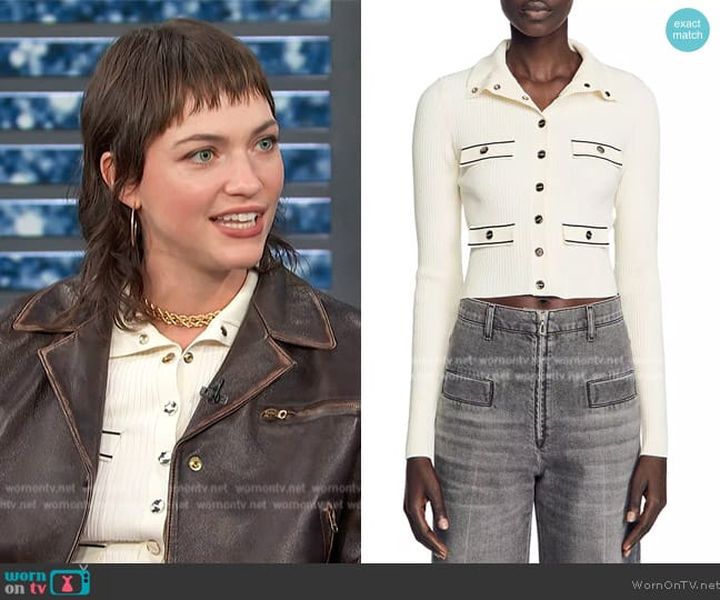 WornOnTV: Violett Beane’s brown leather jacket and ribbed top on Access ...