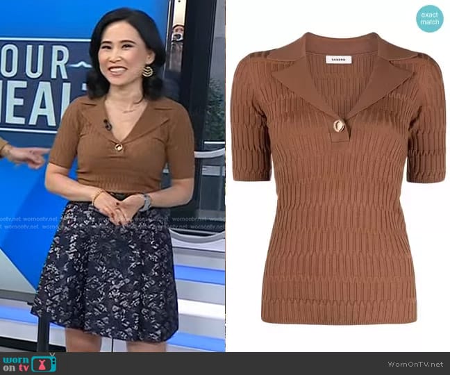 Sandro Victor Rib-Knit Sweater worn by Vicky Nguyen on Today