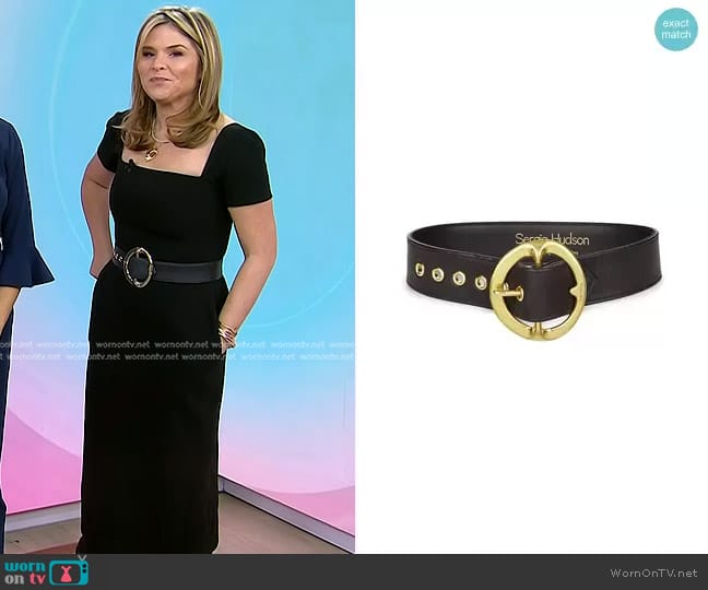 Sergio Hudson Signature Buckle Leather Belt worn by Jenna Bush Hager on Today