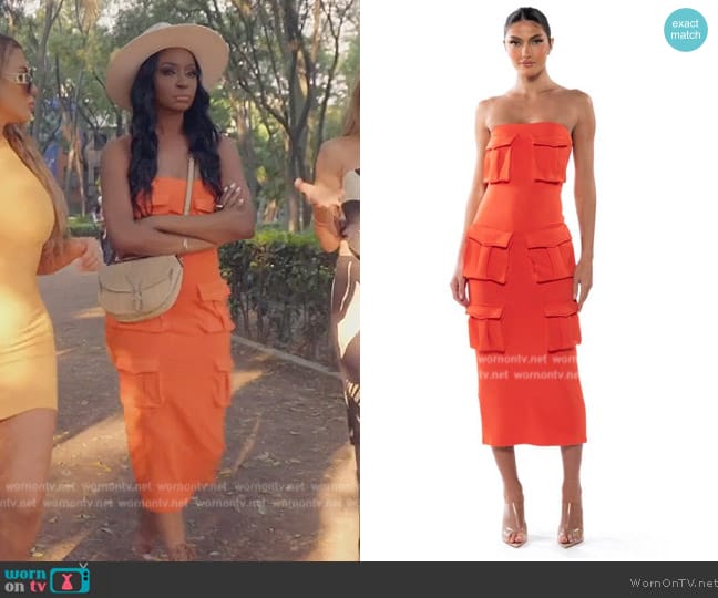 WornOnTV: Guerdy’s orange pocket detail dress on The Real Housewives of ...