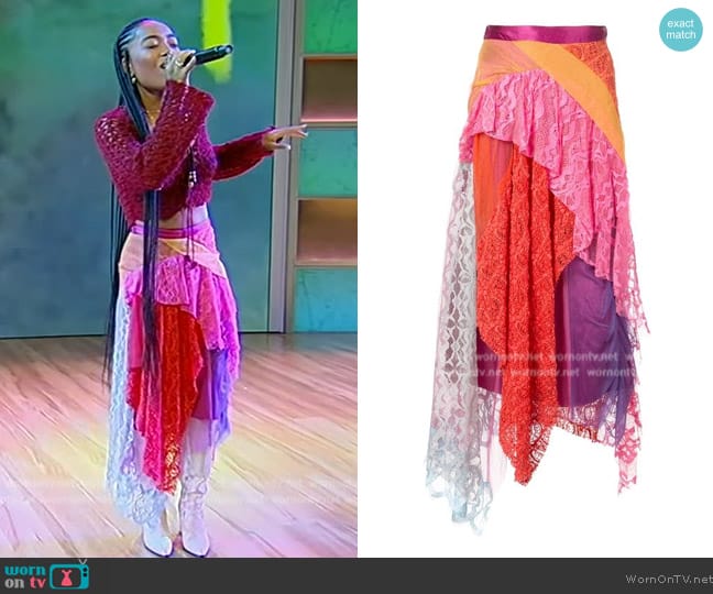 Sies Marjan Multi Panel Ruffle Midi Skirt worn by Tierra Umi Wilson on Tamron Hall Show