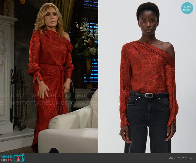 Simkhai Alice Top in Carmine Python worn by Lauren Fenmore (Tracey Bregman) on The Young and the Restless