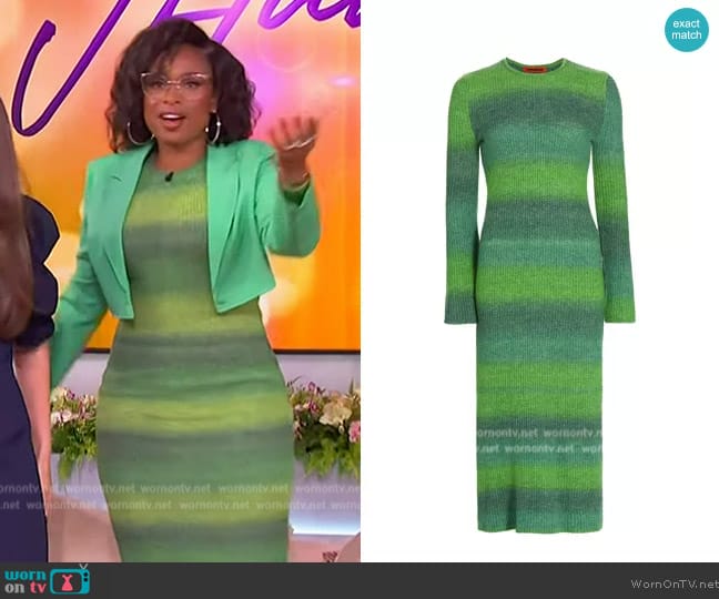 Simon Miller Axon Stripe Long-Sleeve Midi Sweater Dress worn by Jennifer Hudson on The Jennifer Hudson Show