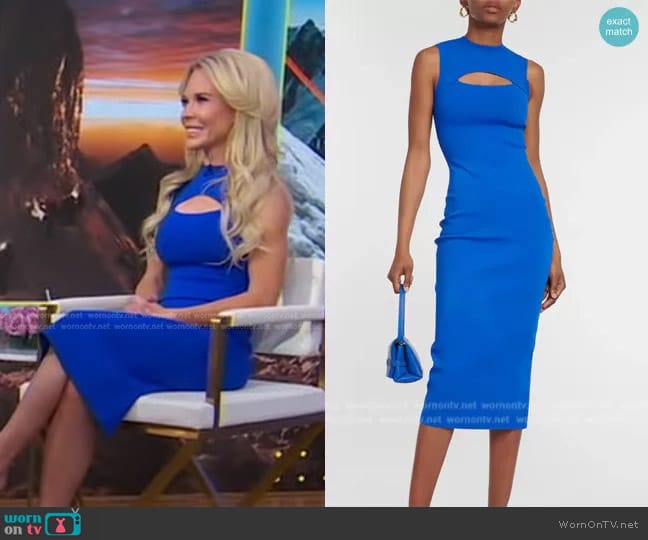 Victoria Beckham Slash Front Crepe Midi Dress worn by Jenn Drummond on Good Morning America