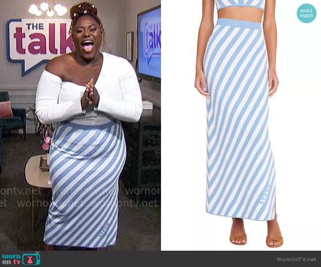 Staud Giovanni Stripe Skirt worn by Danielle Brooks on The Talk