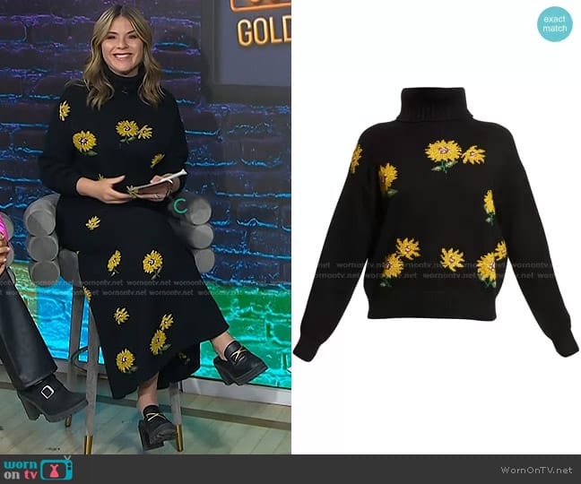 Lela Rose Sunflower Wool-Cashmere Turtleneck worn by Jenna Bush Hager on Today