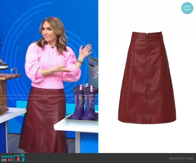 Sweet Baby Jamie Ruby Faux Leather Skirt worn by Lori Bergamotto on Good Morning America