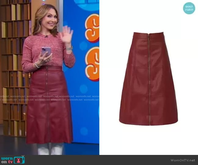 WornOnTV: Lori’s red marled sweater and leather skirt on Good Morning ...