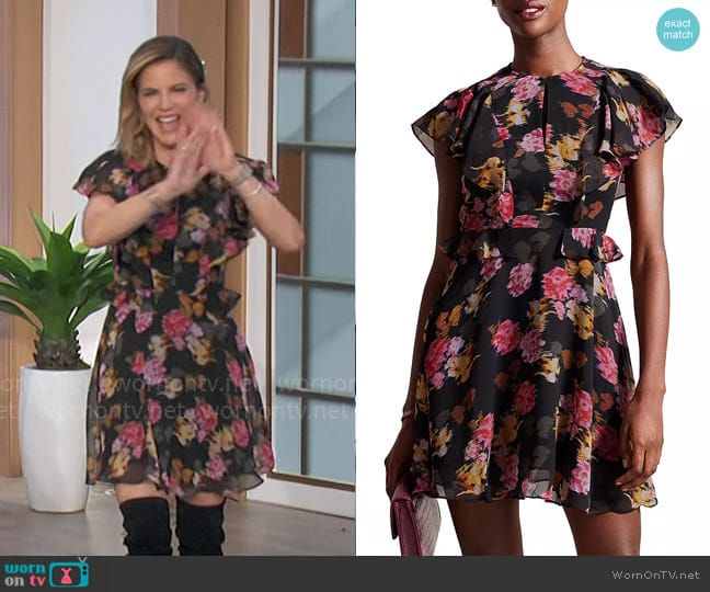 Ted Baker Tiiah Angel Sleeve Peplum Waist Mini Dress worn by Natalie Morales on The Talk