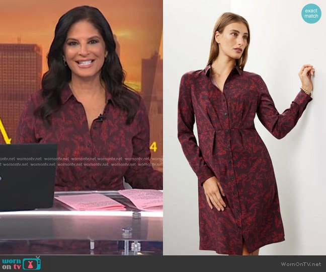 Thakoon Collective Floral Shirt Dress in Red worn by Darlene Rodriguez on Today