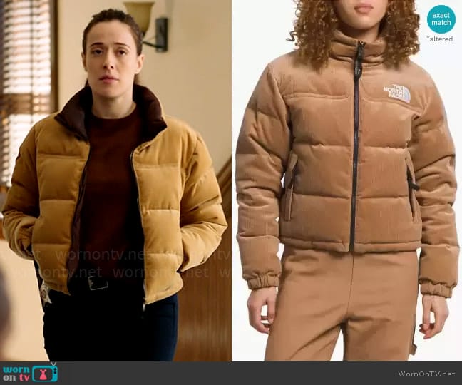 The North Face 92 Reversible Nuptse Jacket in Almond Butter & Coal Brown worn by Kim Burgess (Marina Squerciati) on Chicago PD