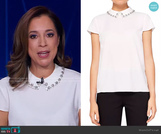 Ted Baker Tillda Embellished Collar Top worn by Mireya Villarreal on Good Morning America