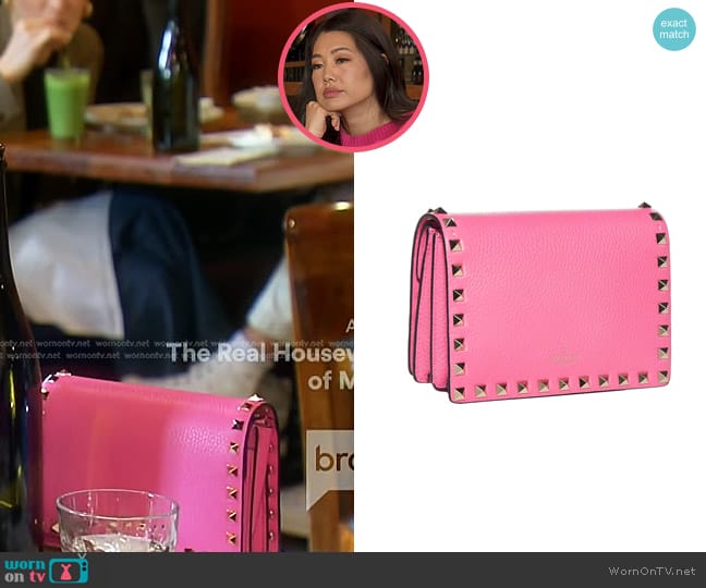 Valentino Garavani Rockstud Flap-Over Shoulder Bag worn by Crystal Kung Minkoff on The Real Housewives of Beverly Hills