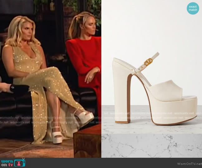 Madison’s white platform mules on Southern Charm