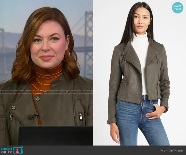 WornOnTV Kate Rogers suede moto jacket on NBC News Daily Clothes and Wardrobe from TV